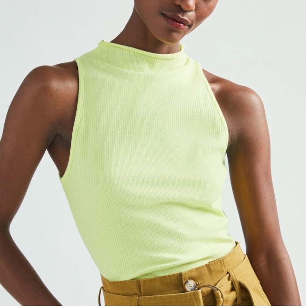 Maeve by Anthropologie Neon Yellow Mock Neck Tank, size small